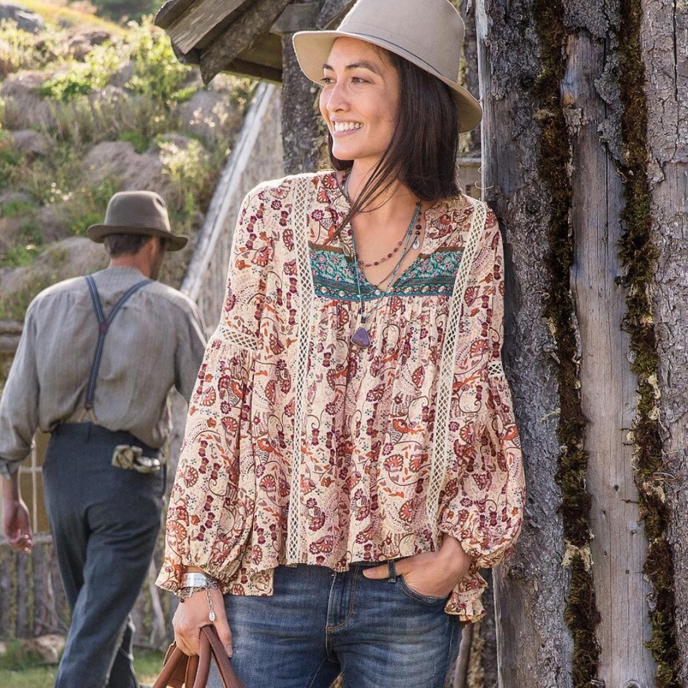 SUNDANCE: Coral Paisley Blouse
